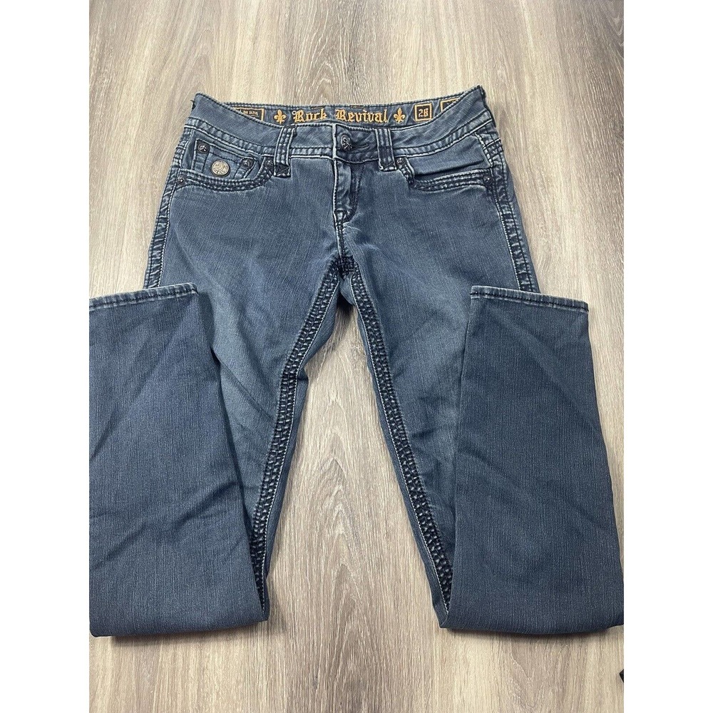 Rock Revival Jeans Women's Jen Skinny Flap Pockets Size 28 Measure 30 x 31